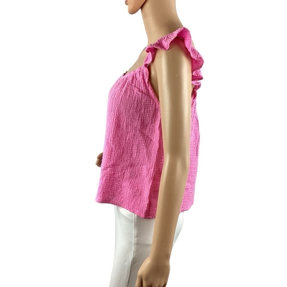 Monrow Ruffle Tank Size S Pink - Picture 4 of 7